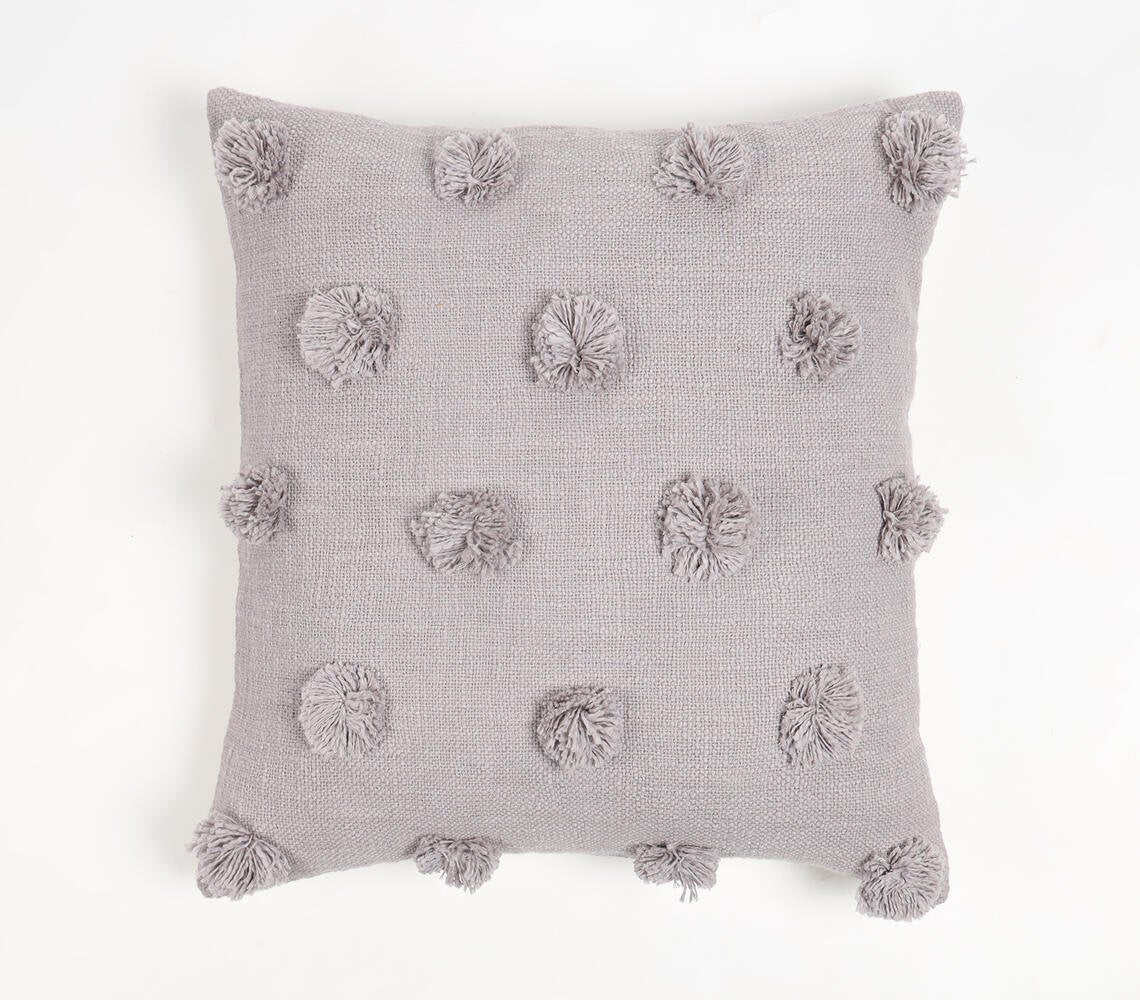 Hand Tufted Smokey Pom-Pom Cotton Cushion Cover