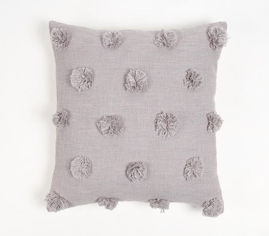 Hand Tufted Smokey Pom-Pom Cotton Cushion Cover