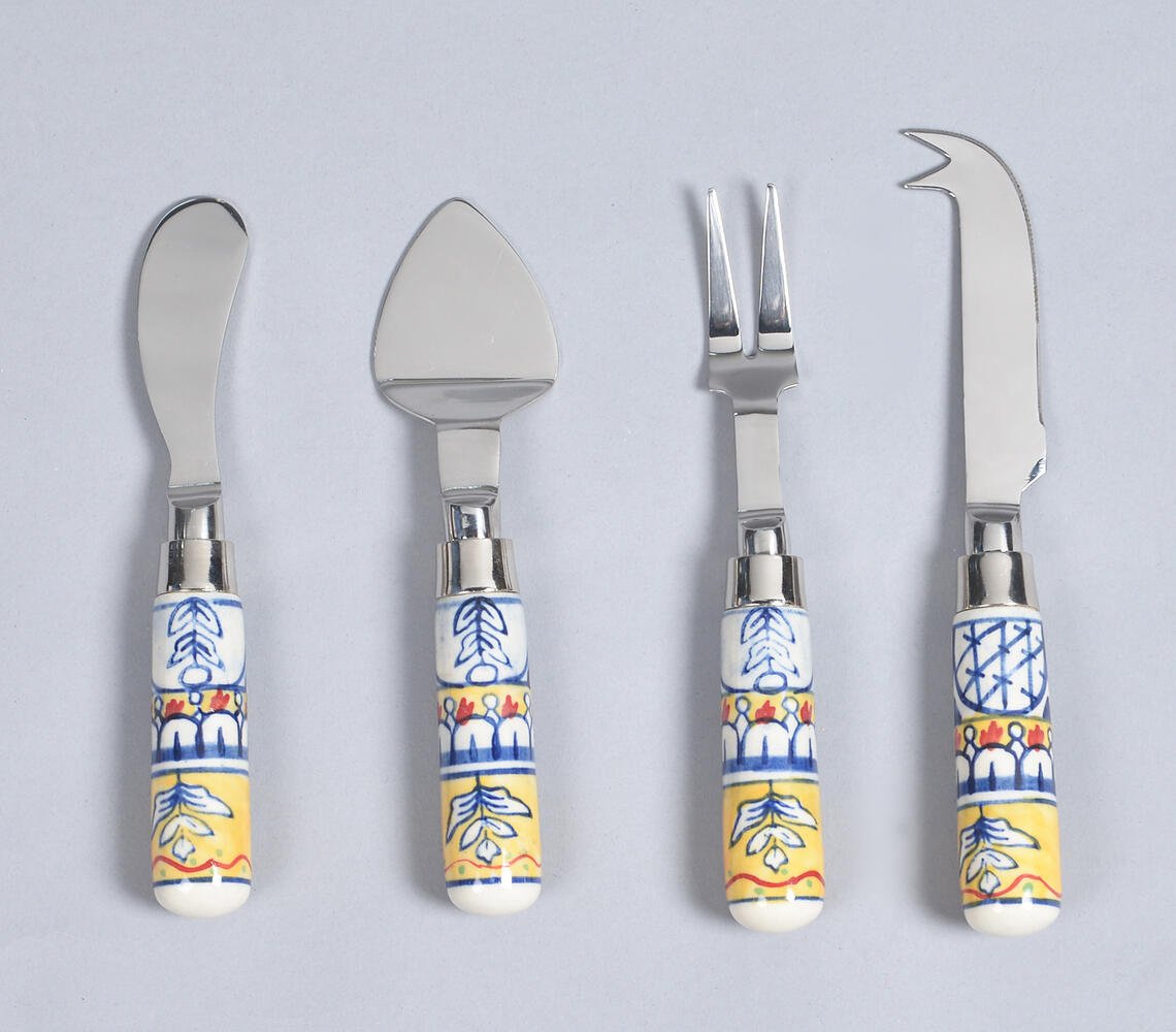 Hand Painted Ceramic & Stainless Steel Botanical Cutlery Set