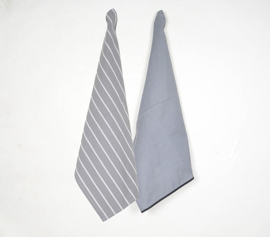 Stripes & Solids Grey Kitchen Towels (Set of 2)