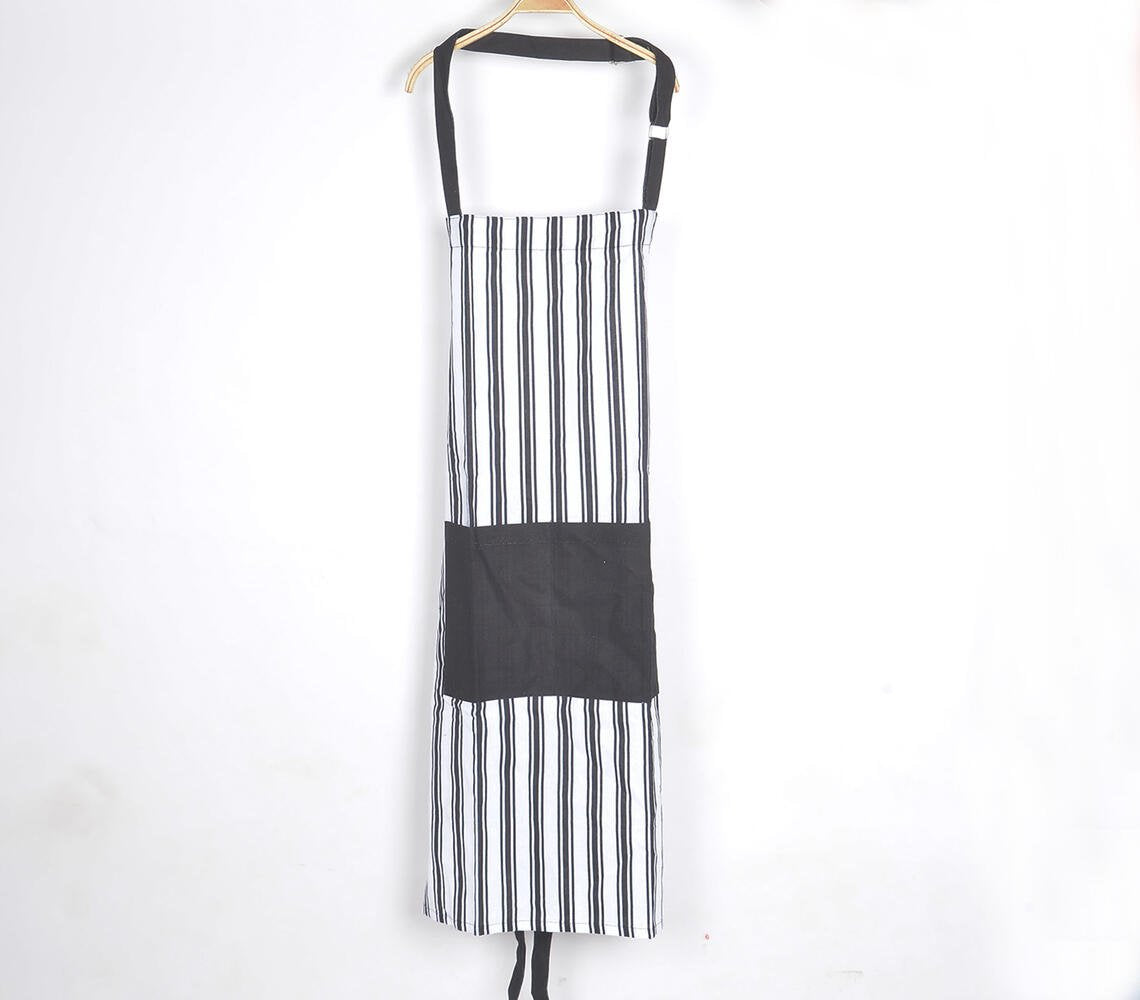 Handcrafted Striped Monochrome Cotton Apron