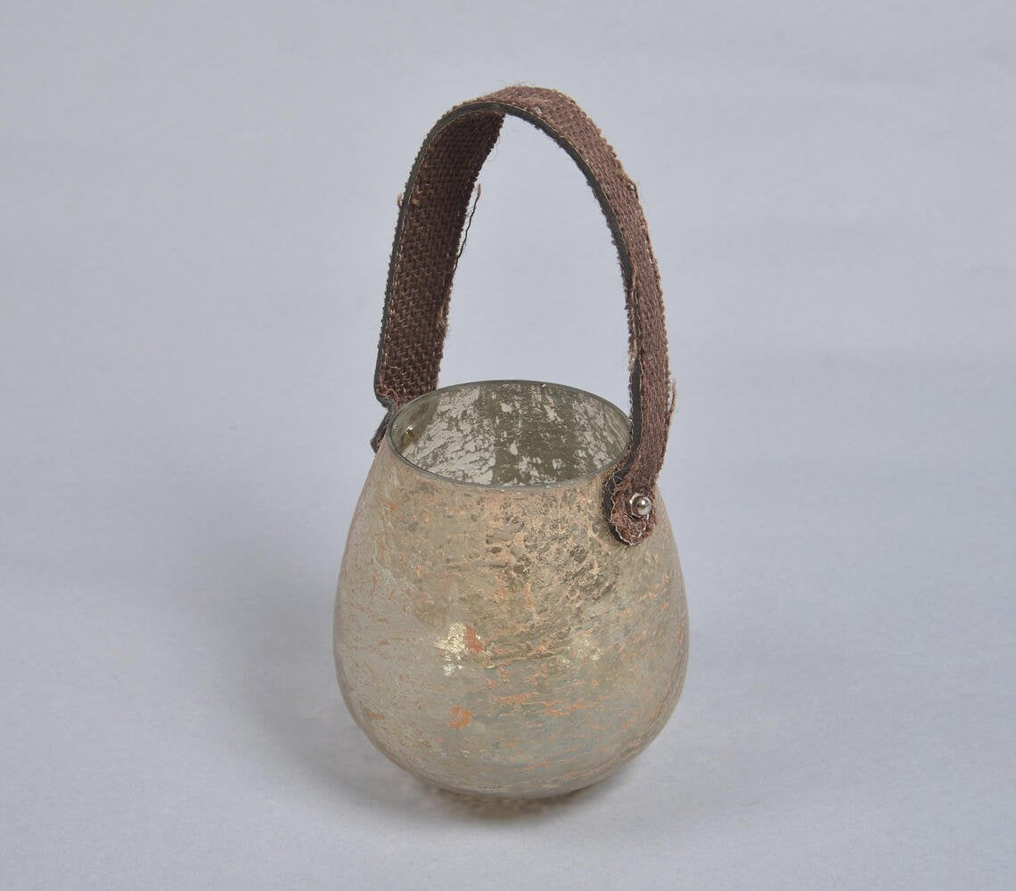 Mercury Glass Votive with Leather Handle