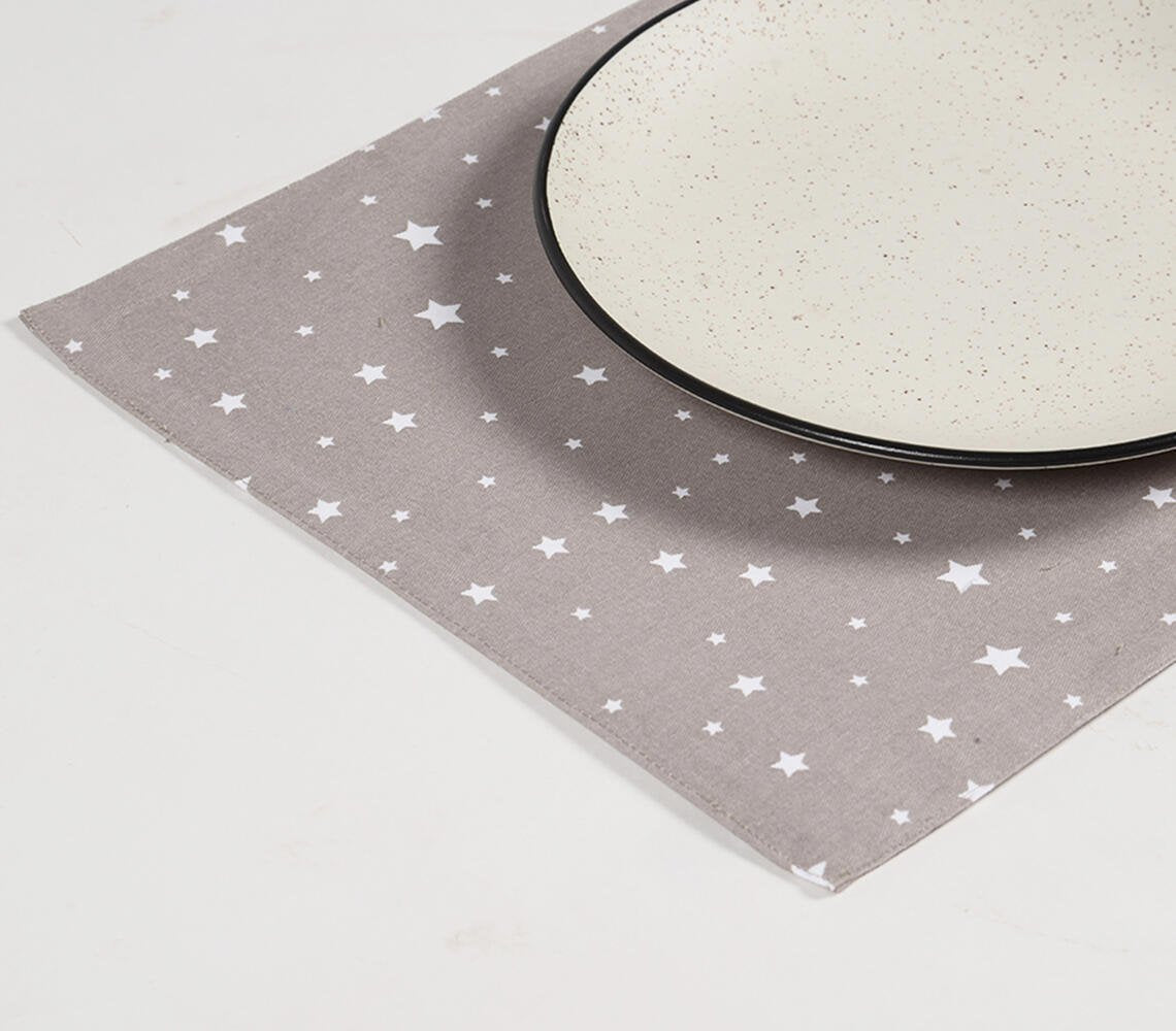 Handwoven & Star Printed Taupe Placemats (set of 4)