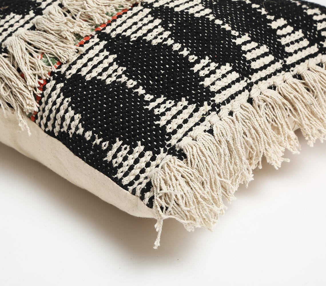 Textured Cushion Cover with Tassels