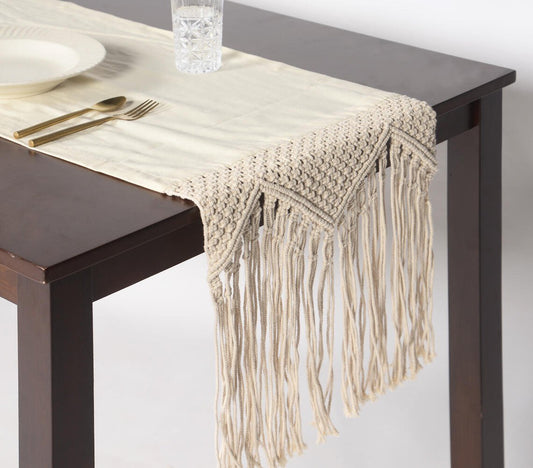 Border Macrame Fringed Table runner