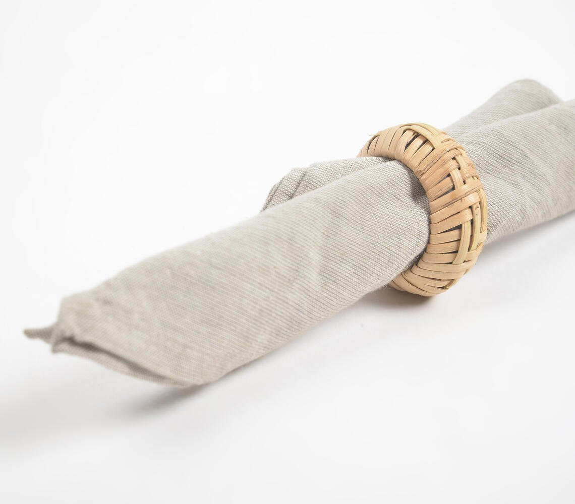 Handwoven Cane & Iron Eco-Friendly Napkin Ring (Set of 4)