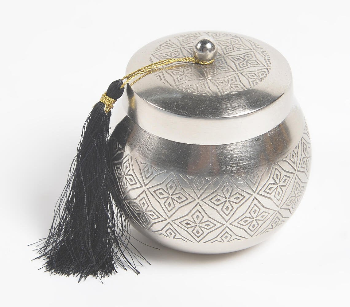 Traditional Hand Etched Votive Silver with Tassel