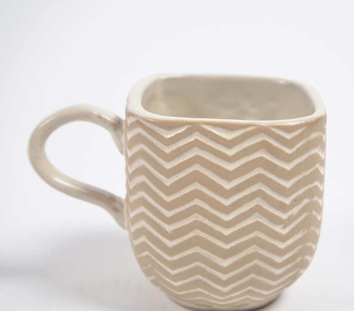 Taupe Chevron Ceramic Coffee Mug