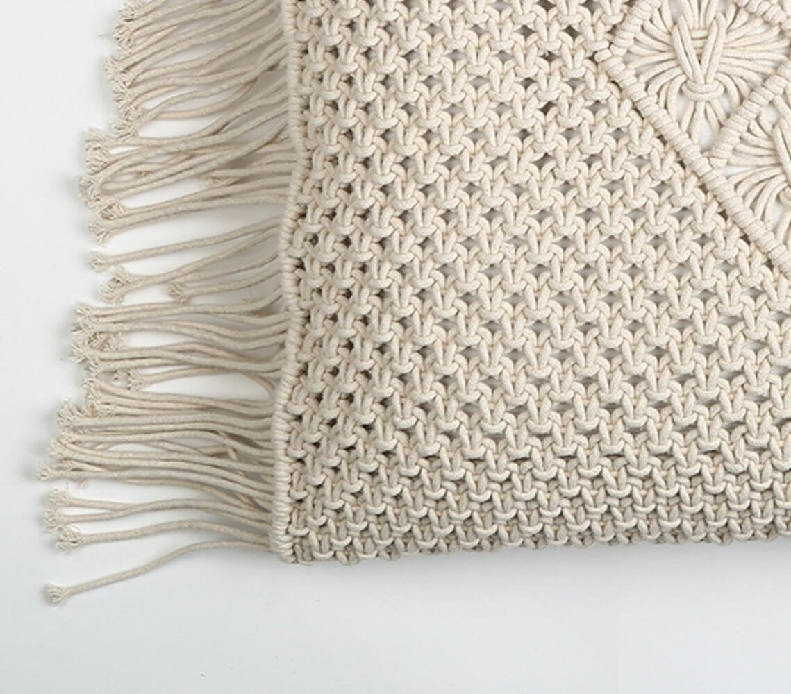 Diamond Macrame Fringed Cushion cover