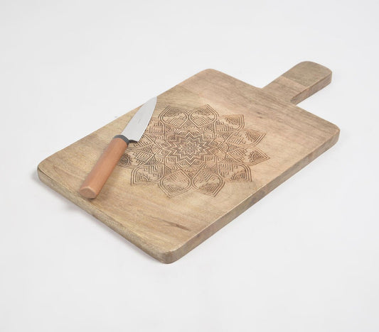 Engraved mandala Mango Wood Cutting Board