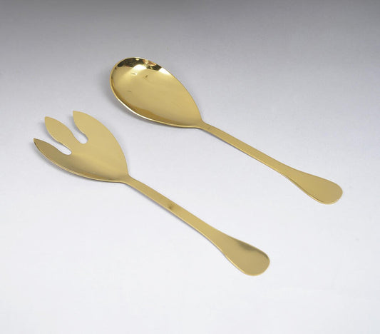 Gold-Toned Stainless Steel Classic Salad Serving Spoons (Set of 2)