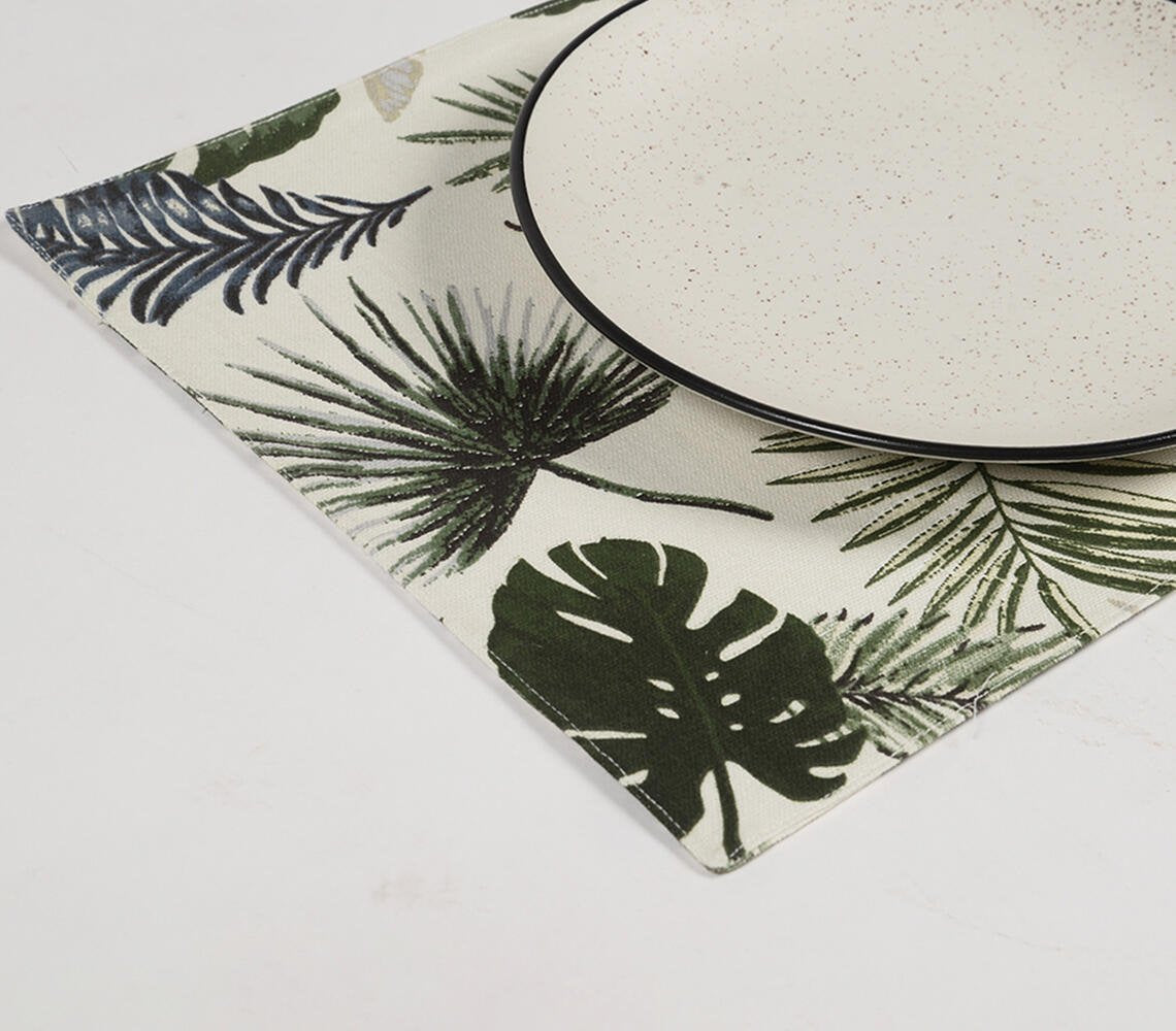 Set of 4 - Leaf Printed Handloom Placemats