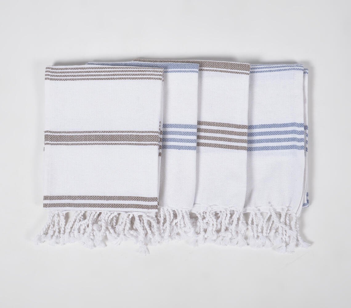 Set of 4 - Striped Cotton Handwoven Hand Towels