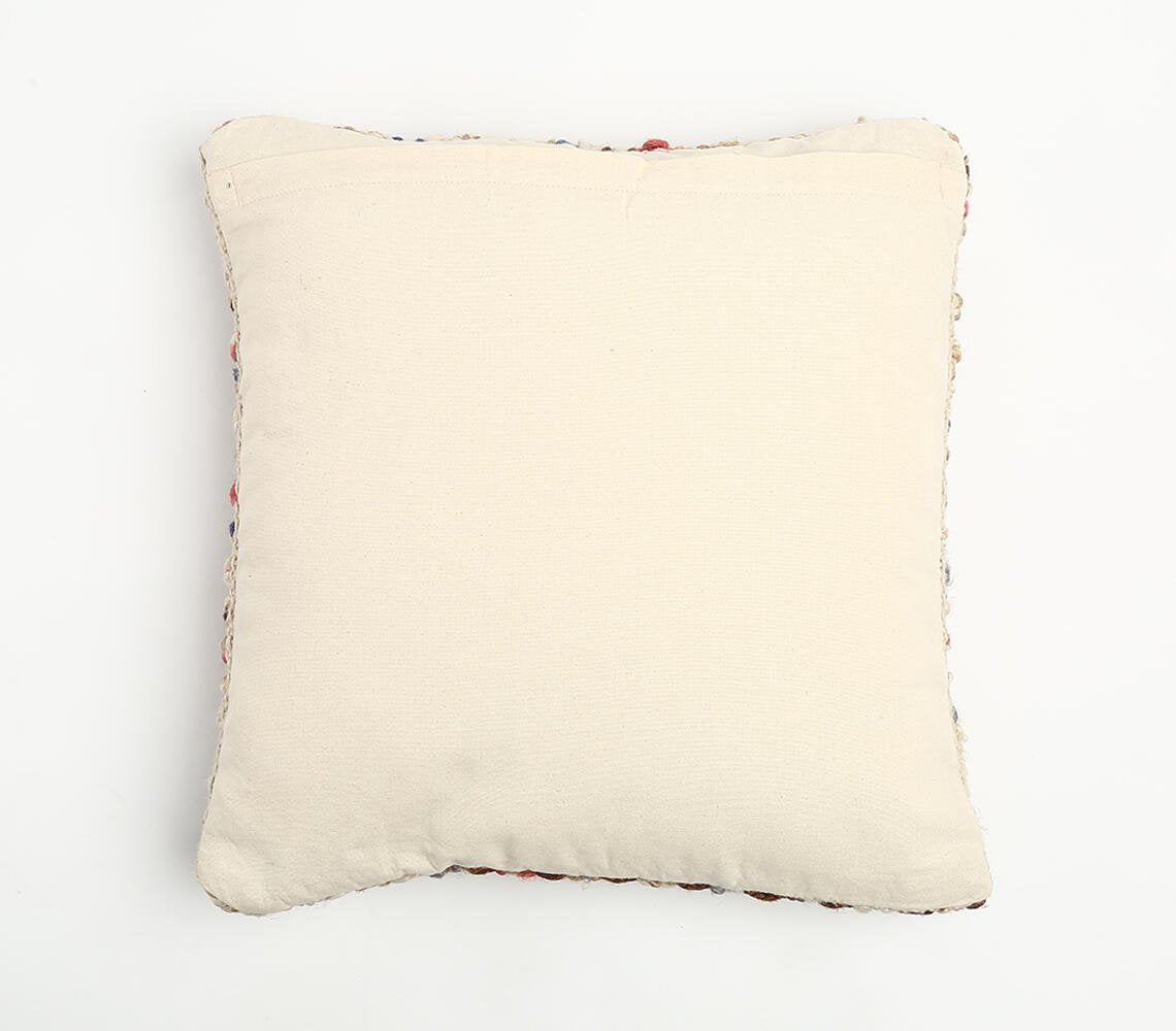 Stylized Plain Weave Cotton & Jute Cushion Cover