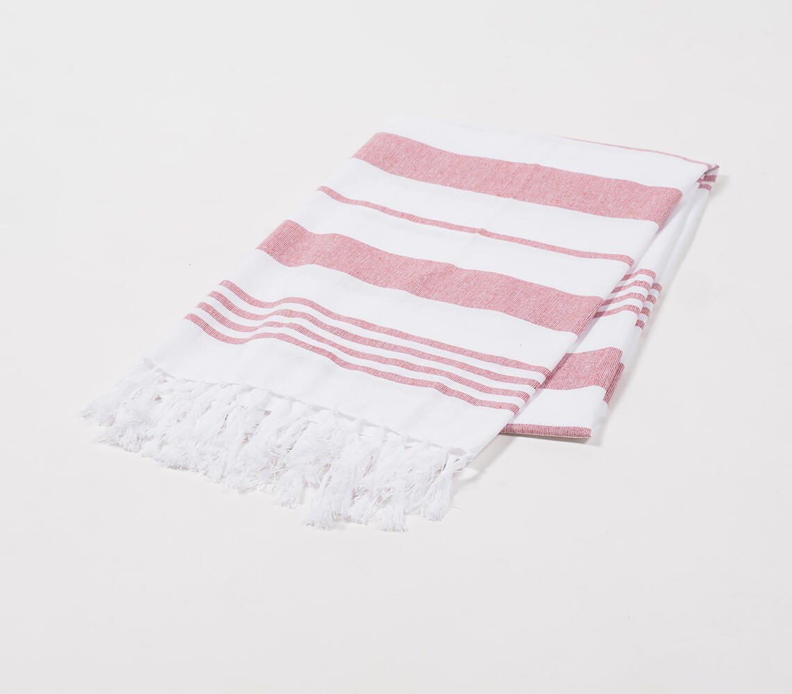 Yarn-dyed red Hammam Towel