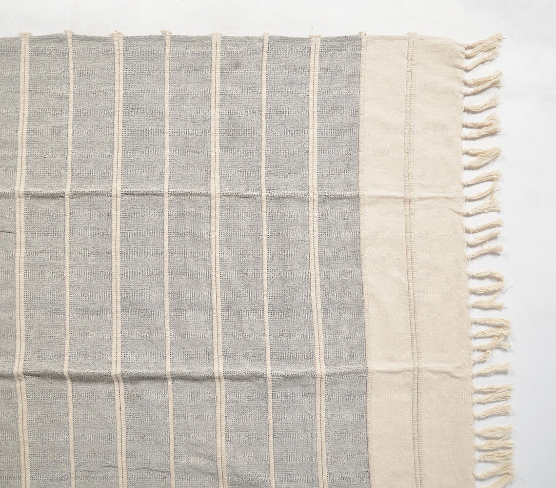 Striped Grey Cotton Throw