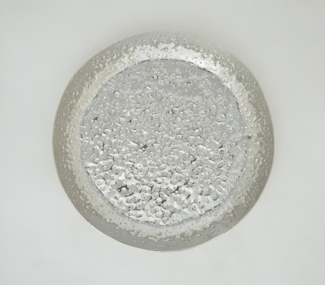 Crack Hammered Round Aluminium Serving Tray