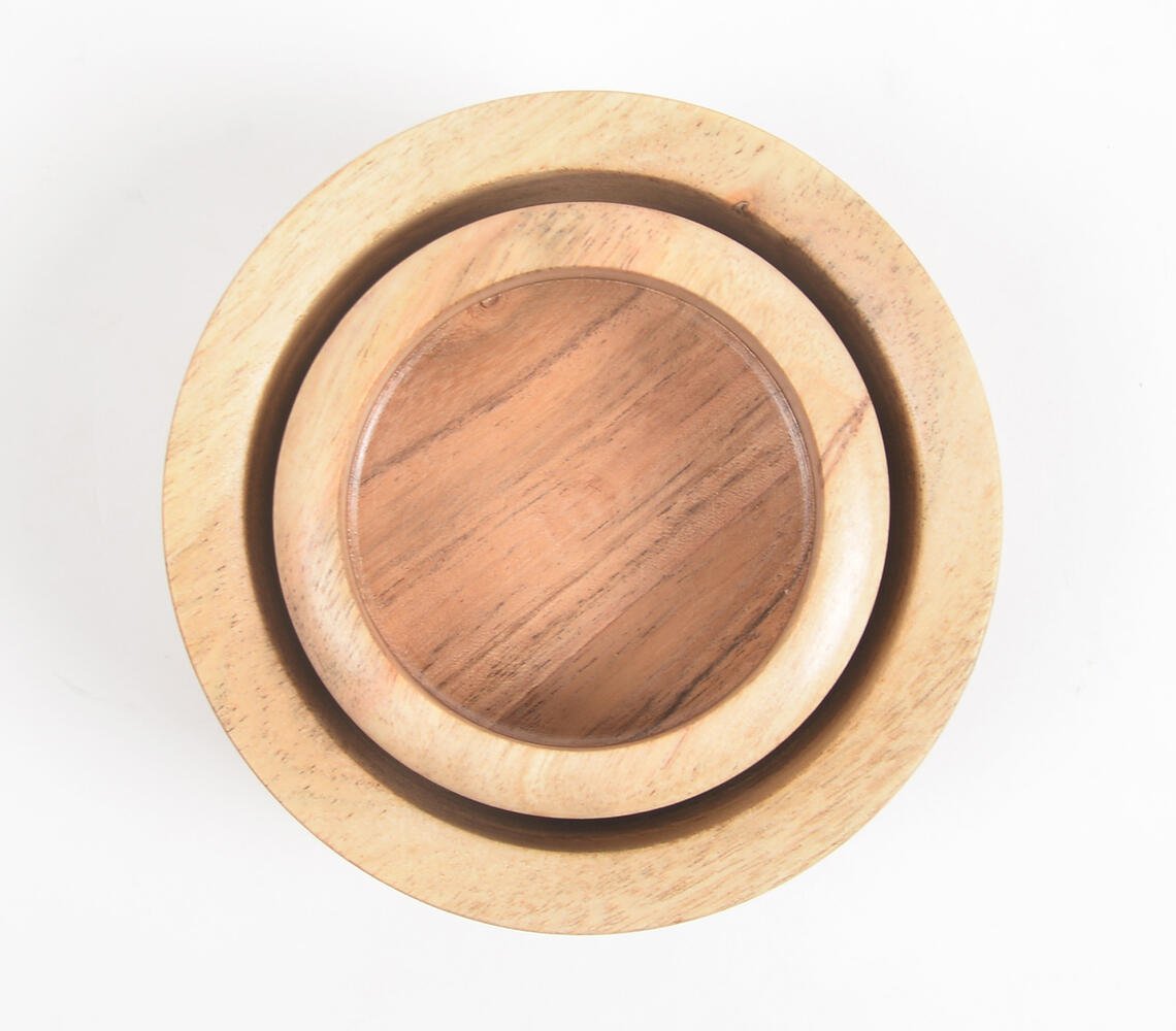 Raw Acacia Wood Serving Bowls (Set of 2)