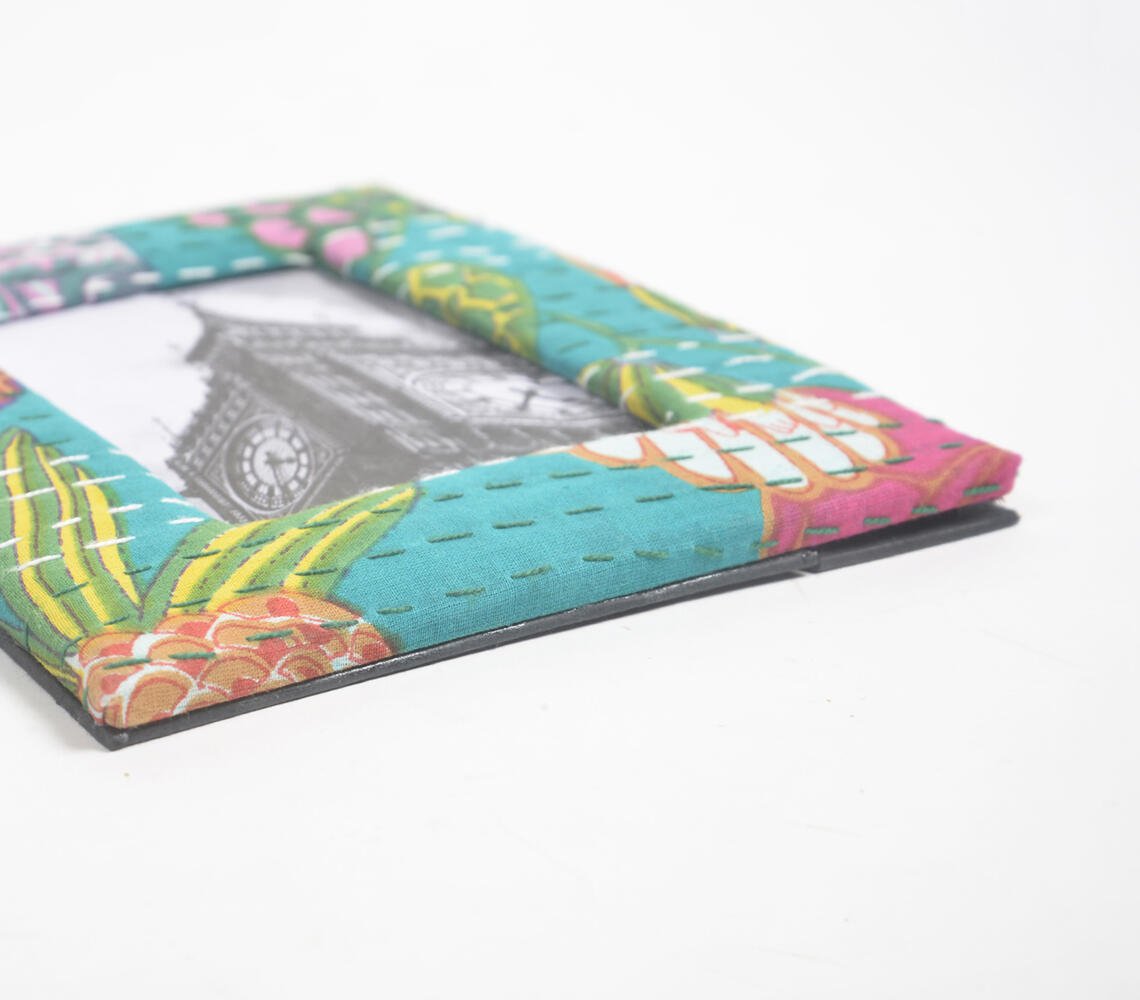 Upcycled Turquoise Kantha Fabric Photo Frame