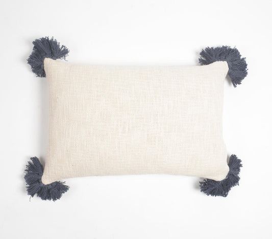 Fringe Design Rectangular White Cushion Cover