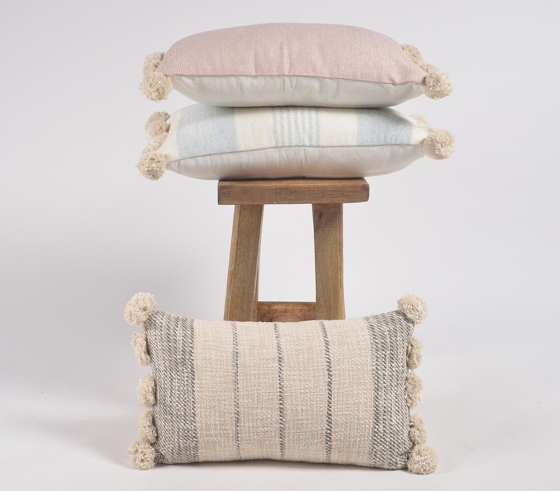 Pastel Textured Cotton Lumbar Cushion Cover