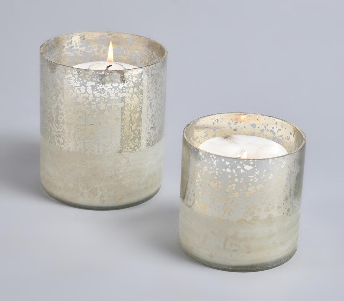 Champagne-Toned Mercury Glass Votives (set of 2)