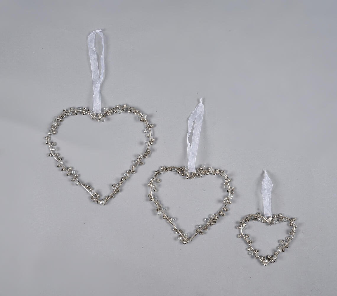 Statement Iron & Beads Valentines Heart Hanging (Set of 3)