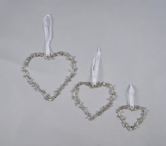 Statement Iron & Beads Valentines Heart Hanging (Set of 3)