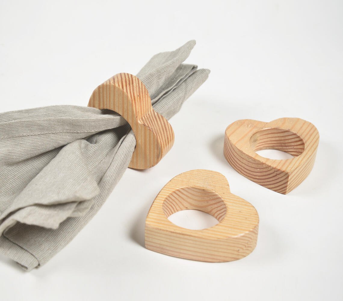 Heart Cut-Out Mango Wood Napkin rings (set of 4)