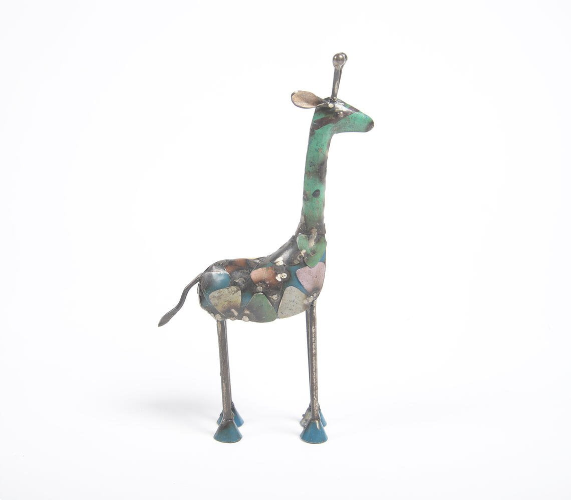 Recycled Iron Giraffe Tabletop Decorative