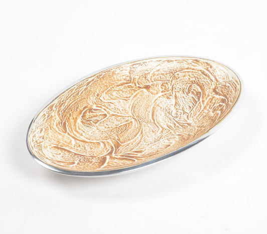 Gold-toned Textured Oval Egg Plate