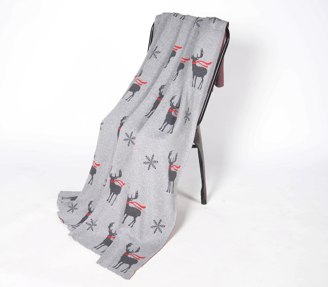 Winter Reindeer Handloom Cotton Throw