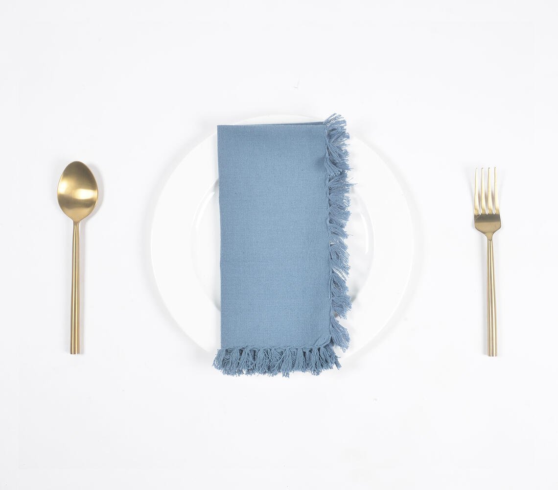 Set of 4 - Fringe Borders Teal Napkins