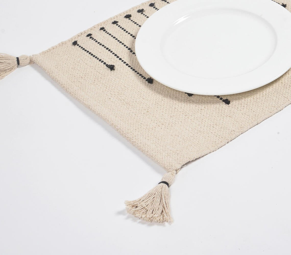 Handgeweven katoenen placemats met lijnen (set van 4)