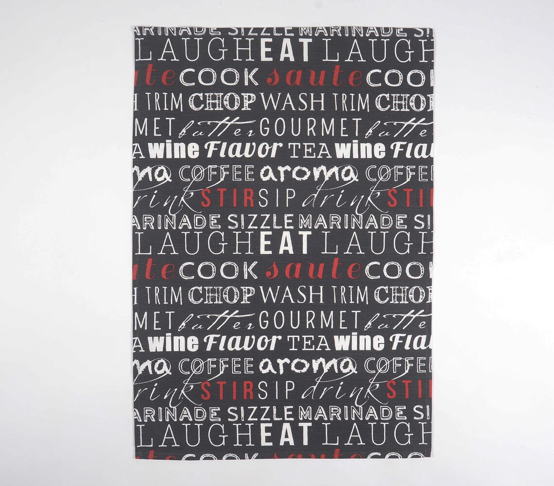 Handwoven Cotton Typographic Kitchen Towels (set of 3)