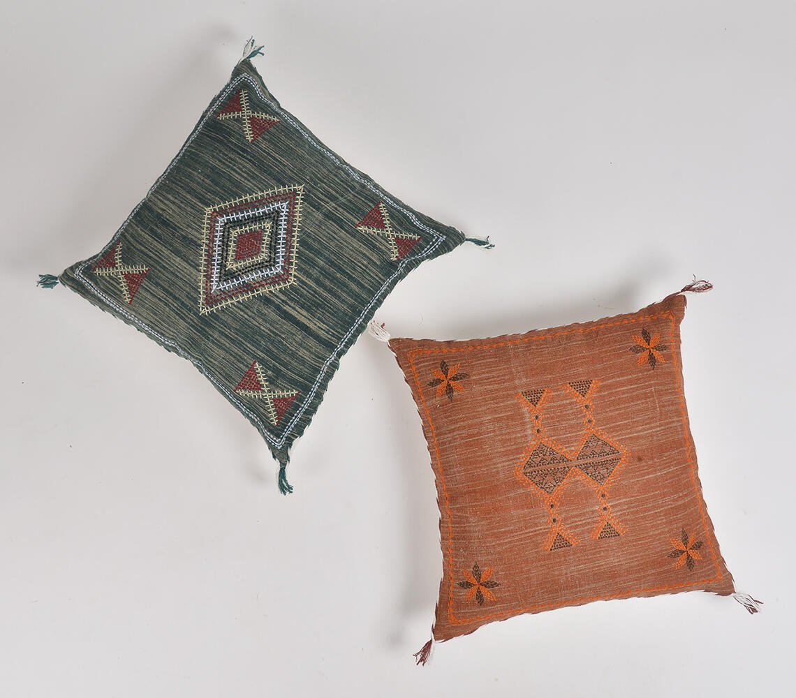 Embroidered Earthy Cushion cover