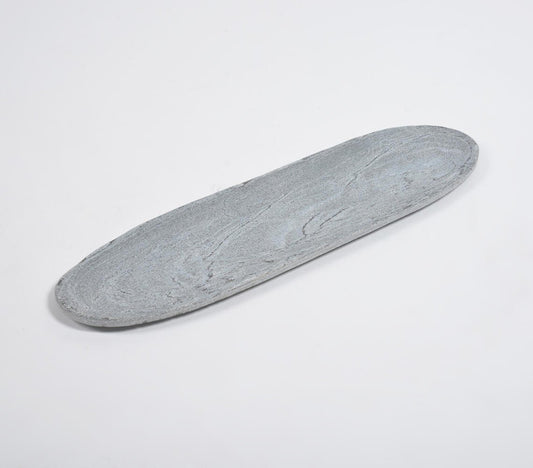 Hand Carved Grey Slate Oblong Serving Tray