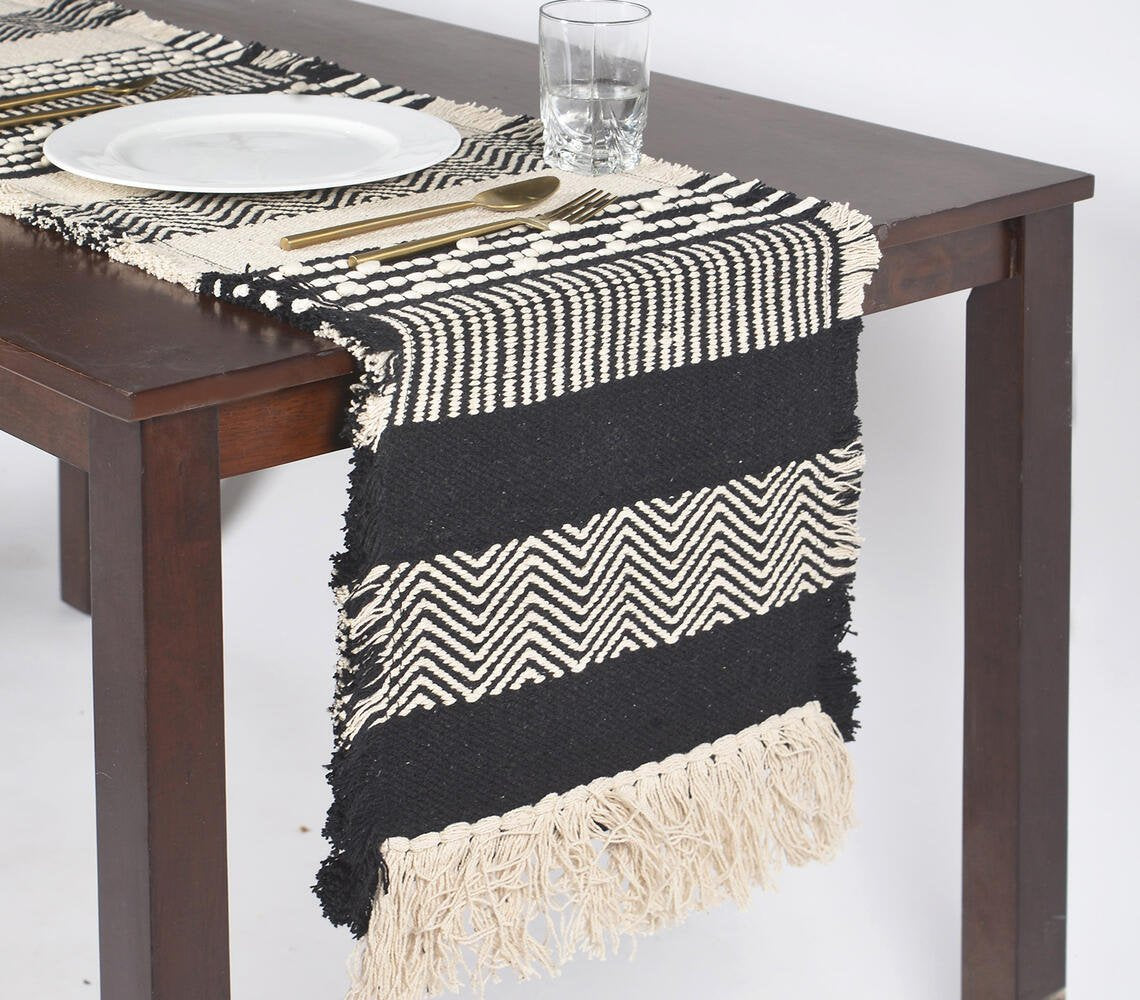 Monochromatic Illusion Handwoven Table Runner