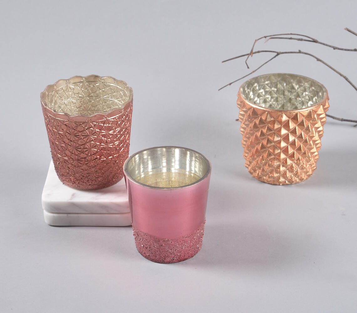 Sunset Tinted Handmade Glass Votives (set of 3)