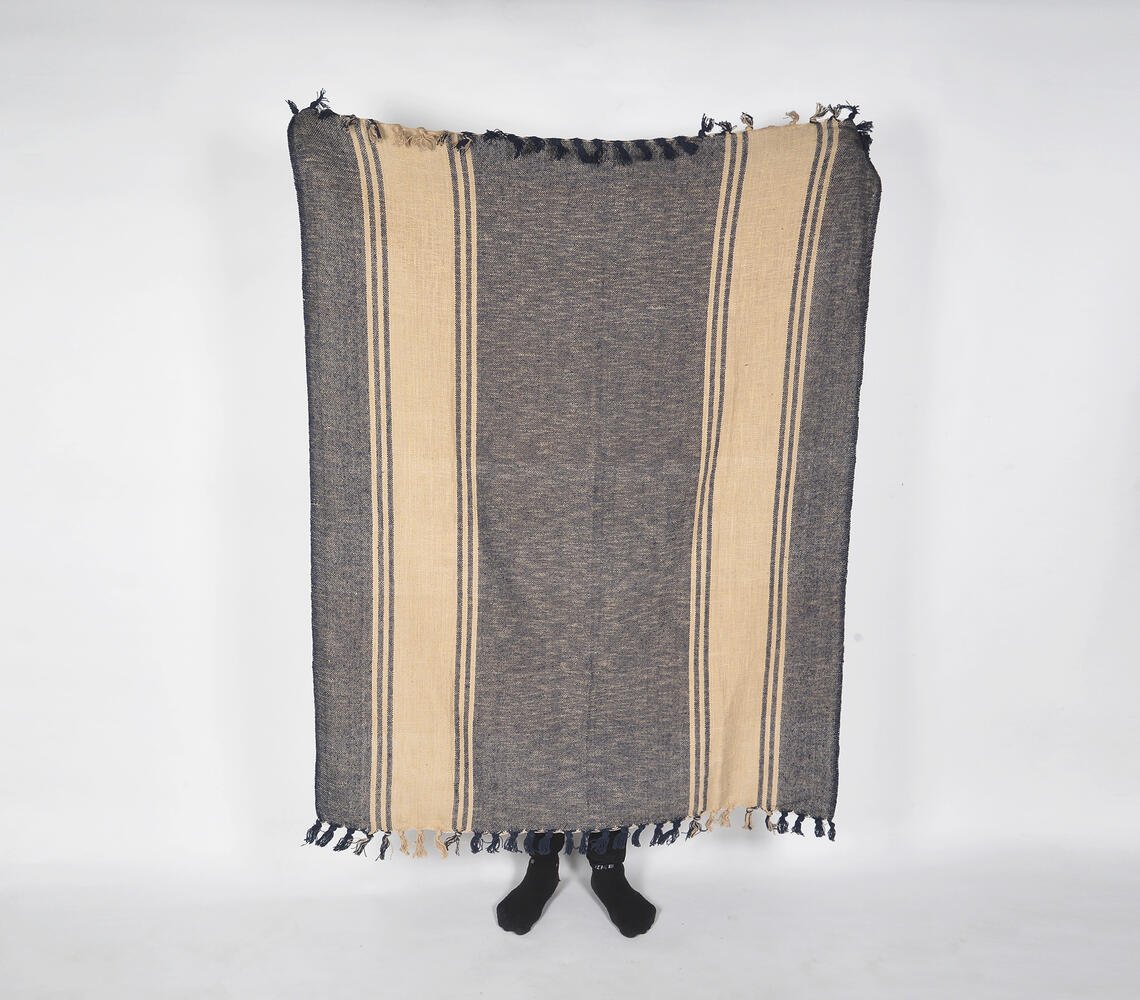 Beige Lines Cotton Noir Throw