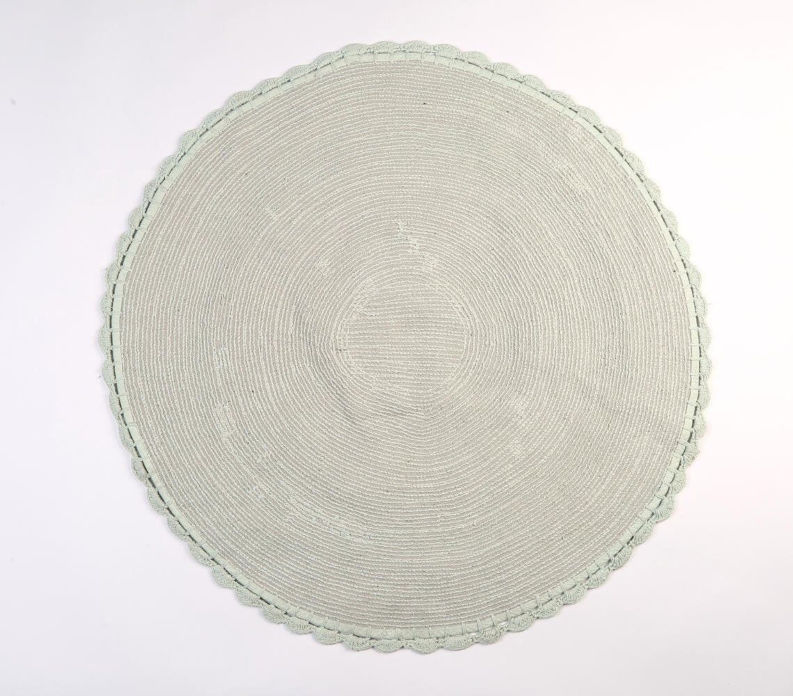 Woven Mint Textured Round Bath mat