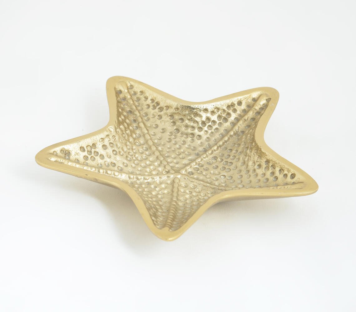 Textured Gold Tined Star Fish Aluminium Tray