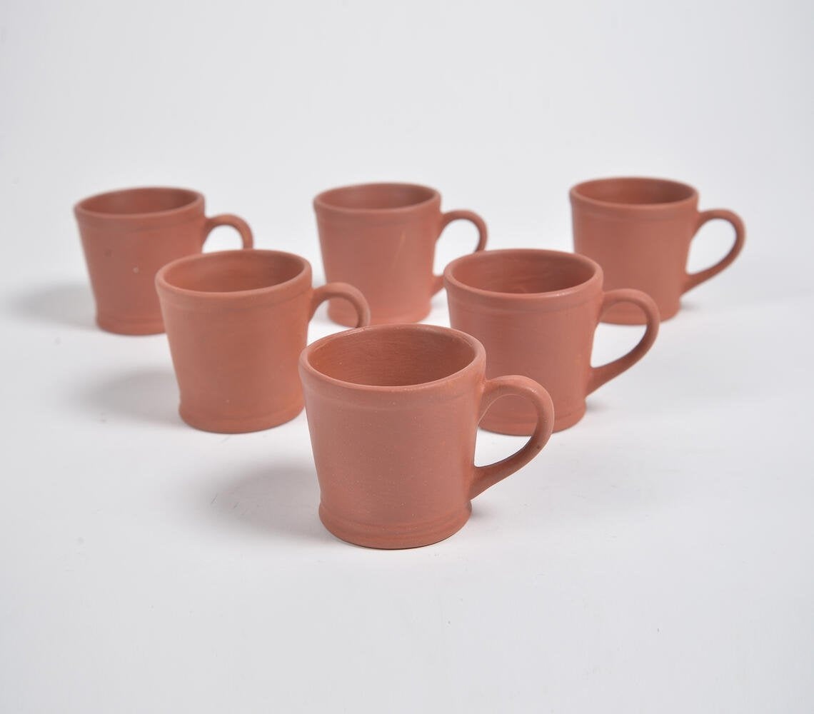 Terracotta Pottery Coffee Mugs (Set of 6)