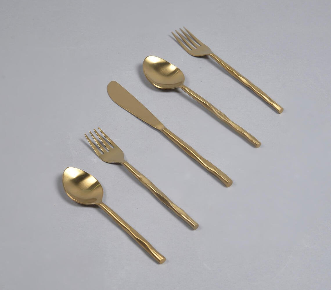 Hand Beaten Champagne Gold Cutlery Set (Set of 5)