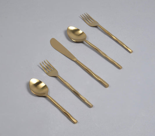 Handgeslagen champagne gouden bestekset (set van 5)