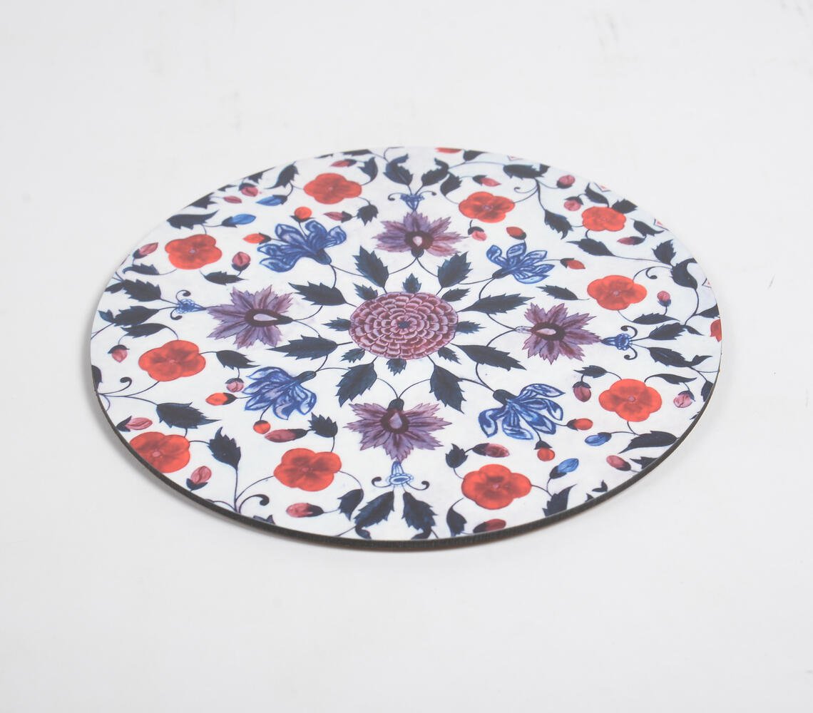 Vibrant Floral Laminated MDF & Cork Trivet