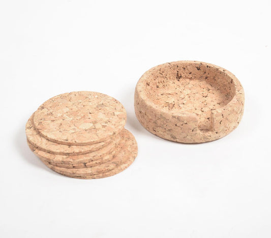 Eco-friendly Classic Round Cork Coasters with Box (Set of 6)