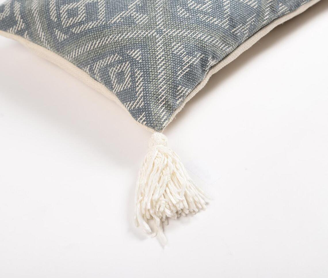 Geometric Patterned Cushion Cover with Tassels