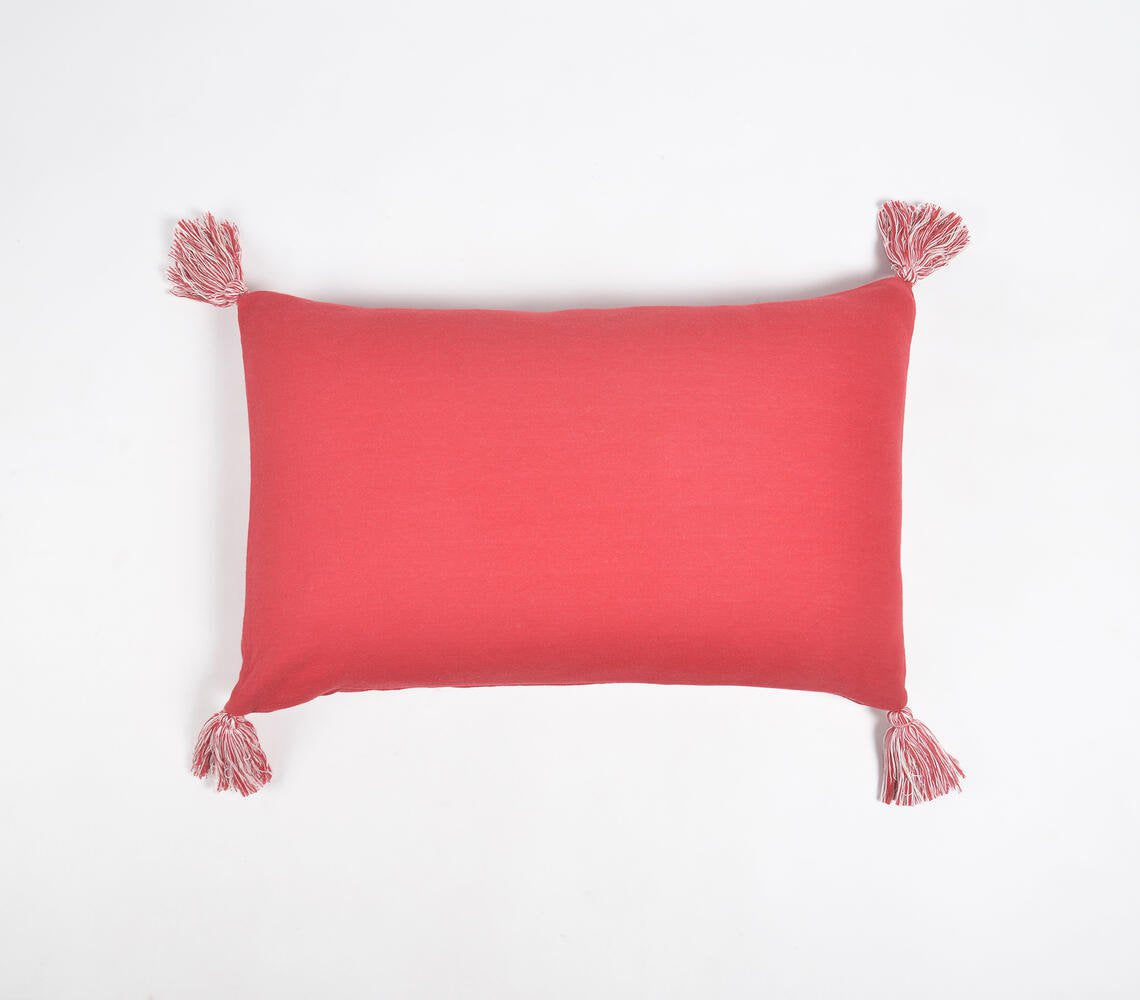 Knitted Cotton Red Quote Lumbar Cushion Cover