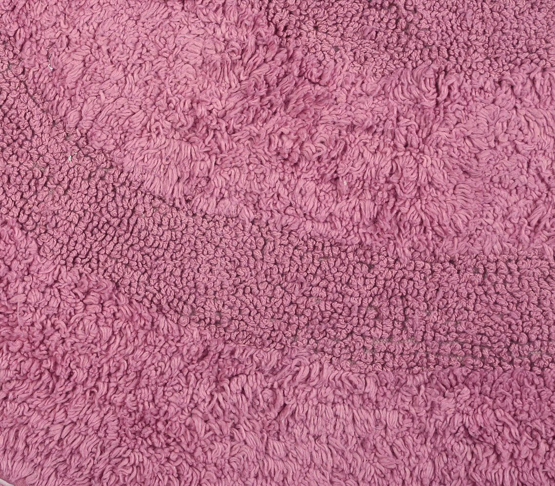 Woven Pink Textured Round Bath mat